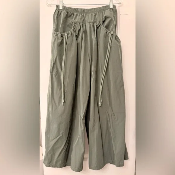 Wide Leg Drawstring Track Pants in Sage Green - Picture 3 of 4